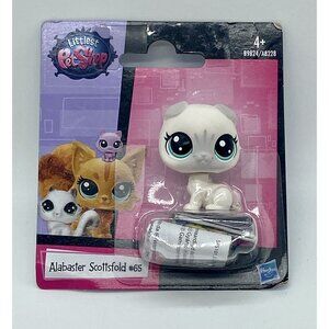 Littlest Pet Shop # 65 Alabaster Scottsfold White Gray Scottish Fold Cat NIB New